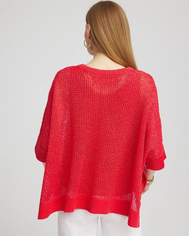 Sequin Open Knit Poncho - image 3